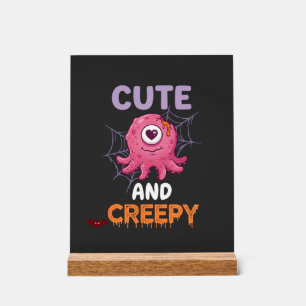 Süßer gruseliger rosa Monster Halloween Spinnennet Acrylschild