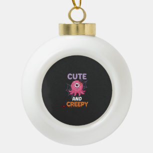 Süßer gruseliger rosa Monster Halloween Spinnennet Keramik Kugel-Ornament