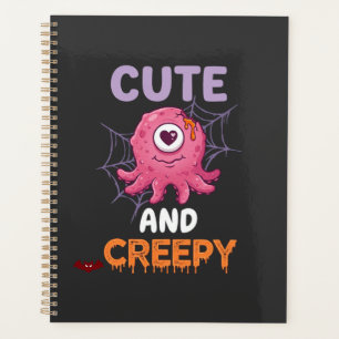 Süßer gruseliger rosa Monster Halloween Spinnennet Planer