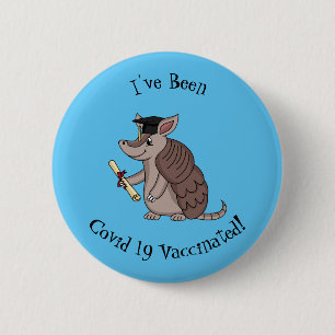 Süßer Gürteltier mit Abschlussmütze Cartoon Button