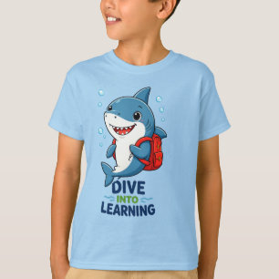 Süßer Hai-Tauchgang in das Lernen Zurück zur Schul T-Shirt