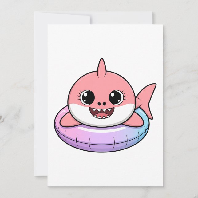 Süßer Haibaby mit Schwimmhilfe | Kinder Einladung (Vorderseite)