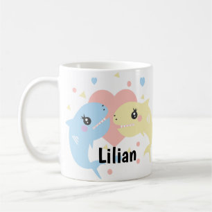Süßer Haifisch-Strand-Kinder-Name Kaffeetasse