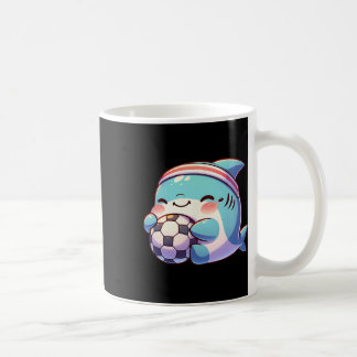 Süßer Haifußballspieler Kawaii Fußball Athlet Kaffeetasse