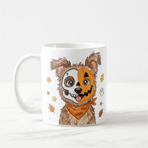 Süßer halb Skelett halb Kürbis Hund Halloween Farb Kaffeetasse