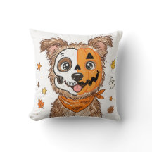 Süßer halb Skelett halb Kürbis Hund Halloween Farb