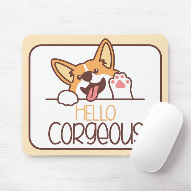 Süßer Hallo Corgi Hund Mousepad (Mit Mouse)