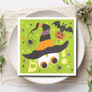 Süßer Halloween Boo Hexenhut Fledermäuse Gruselpar Serviette