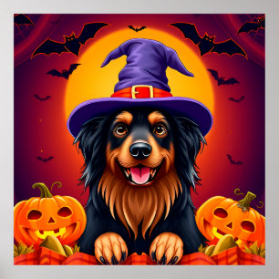 🎃 Süßer Halloween-Cartoon-Hund Gruseliger Spaß Fe Poster