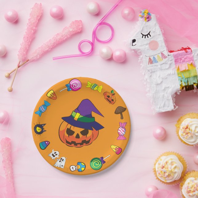 Süßer Halloween-Charakter Pappteller (Party)