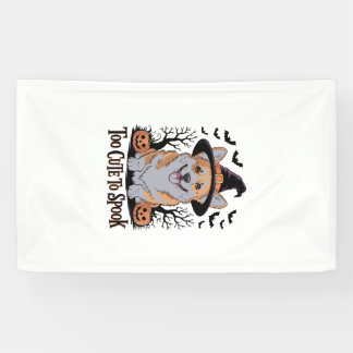 Süßer Halloween-Corgi mit Hexenhut Banner