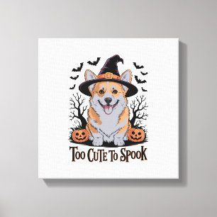 Süßer Halloween-Corgi mit Hexenhut Leinwanddruck