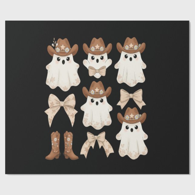 Süßer Halloween-Cowboy-Geist Geschenkpapier (Flach)