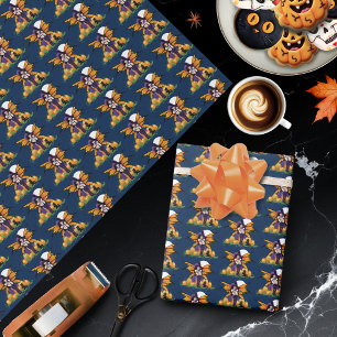 Süßer Halloween-Feen-Kürbisgarten schwarze Katze Geschenkpapier