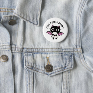 Süßer Halloween-Fledermaus-Katze - Purr-fekt gruse Button