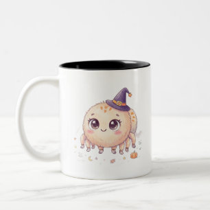 Süßer Halloween-Fluffspinne mit Hexenhut Farbe Zweifarbige Tasse