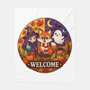 Süßer Halloween Fuchs Hexe Geist Herbst Herbst Wil Fleecedecke