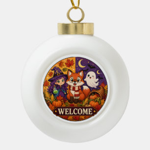 Süßer Halloween Fuchs Hexe Geist Herbst Herbst Wil Keramik Kugel-Ornament