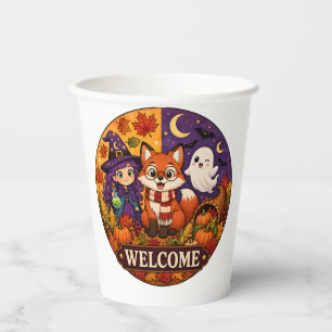 Süßer Halloween Fuchs Hexe Geist Herbst Herbst Wil Pappbecher