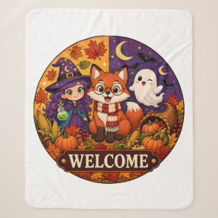 Süßer Halloween Fuchs Hexe Geist Herbst Herbst Wil Sherpadecke