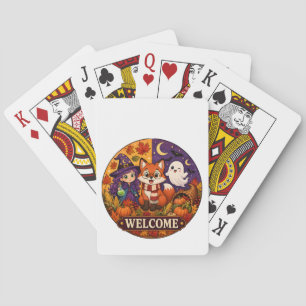 Süßer Halloween Fuchs Hexe Geist Herbst Herbst Wil Spielkarten