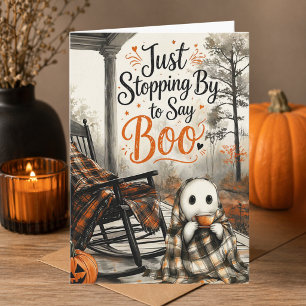 Süßer Halloween-Geist Boo Cozy Happy Halloween Karte