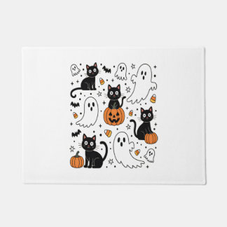 Süßer Halloween-Geist Boo-Katze Fußmatte