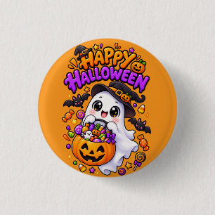 Süßer Halloween-Geist Candy-Kürbis Button