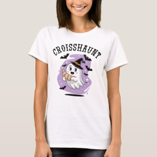 Süßer Halloween-Geist-Croissant-Spuk T-Shirt