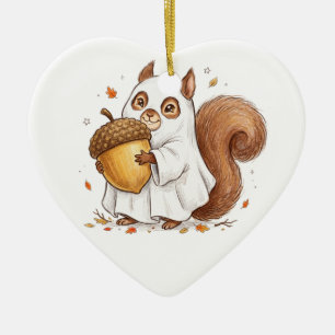 Süßer Halloween-Geist-Eichhörnchen Favor Classic Keramik Ornament