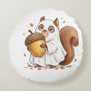 Süßer Halloween-Geist-Eichhörnchen Favor Classic Rundes Kissen