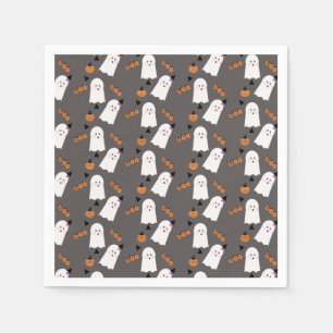 Süßer Halloween-Geist Ghul Orange Grau Konfetti Serviette