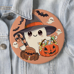 Süßer Halloween-Geist im Kawaii-Stil Button