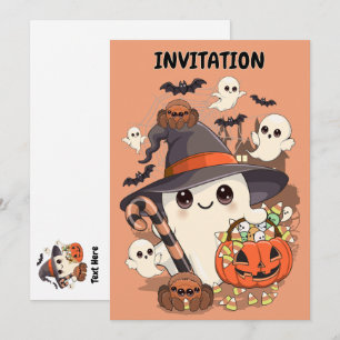 Süßer Halloween-Geist im Kawaii-Stil Einladung