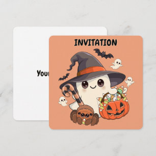 Süßer Halloween-Geist im Kawaii-Stil Einladung