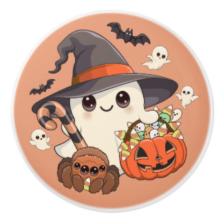 Süßer Halloween-Geist im Kawaii-Stil Keramikknauf