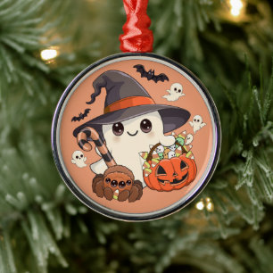 Süßer Halloween-Geist im Kawaii-Stil Ornament Aus Metall