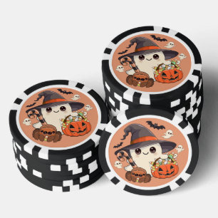 Süßer Halloween-Geist im Kawaii-Stil Pokerchips