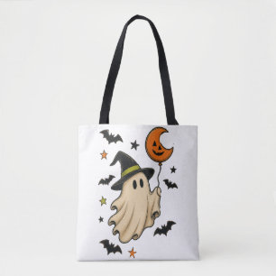 Süßer Halloween-Geist mit Hexenhut Tasche