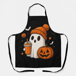 Süßer Halloween-Geist mit Kürbis und Getränk  Schürze