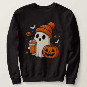 Süßer Halloween-Geist mit Kürbis und Getränk Sweatshirt