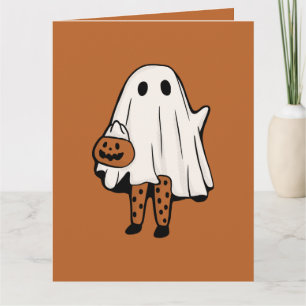 Süßer Halloween-Geist mit Strümpfen Halloween Karte