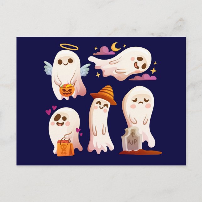 Süßer Halloween-Geist Postkarte (Vorderseite)