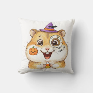 Süßer Halloween-Hamster mit Kürbiskerne und Hexenh Kissen