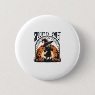 Süßer Halloween-Hexen-Gruseliger-aber-süßer-vintag Button