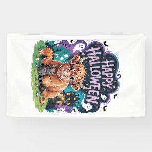 Süßer Halloween Highland Cow (2) Banner