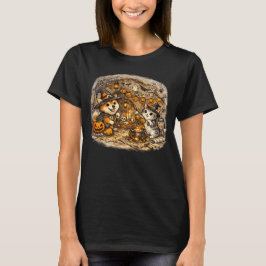 Süßer Halloween-Hund und -Katze in einer gemütlich T-Shirt