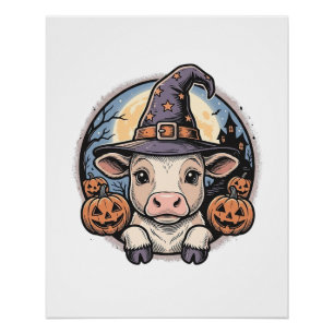 Süßer Halloween-Kalbs-Henkerhut Vintage-Stich De Poster