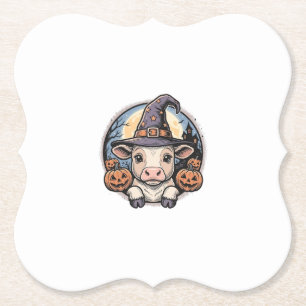Süßer Halloween-Kalbs-Henkerhut Vintage-Stich De Untersetzer