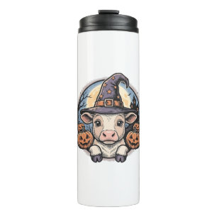 Süßer Halloween-Kalbs-Hexenhut Vintage-Stich De Thermosbecher